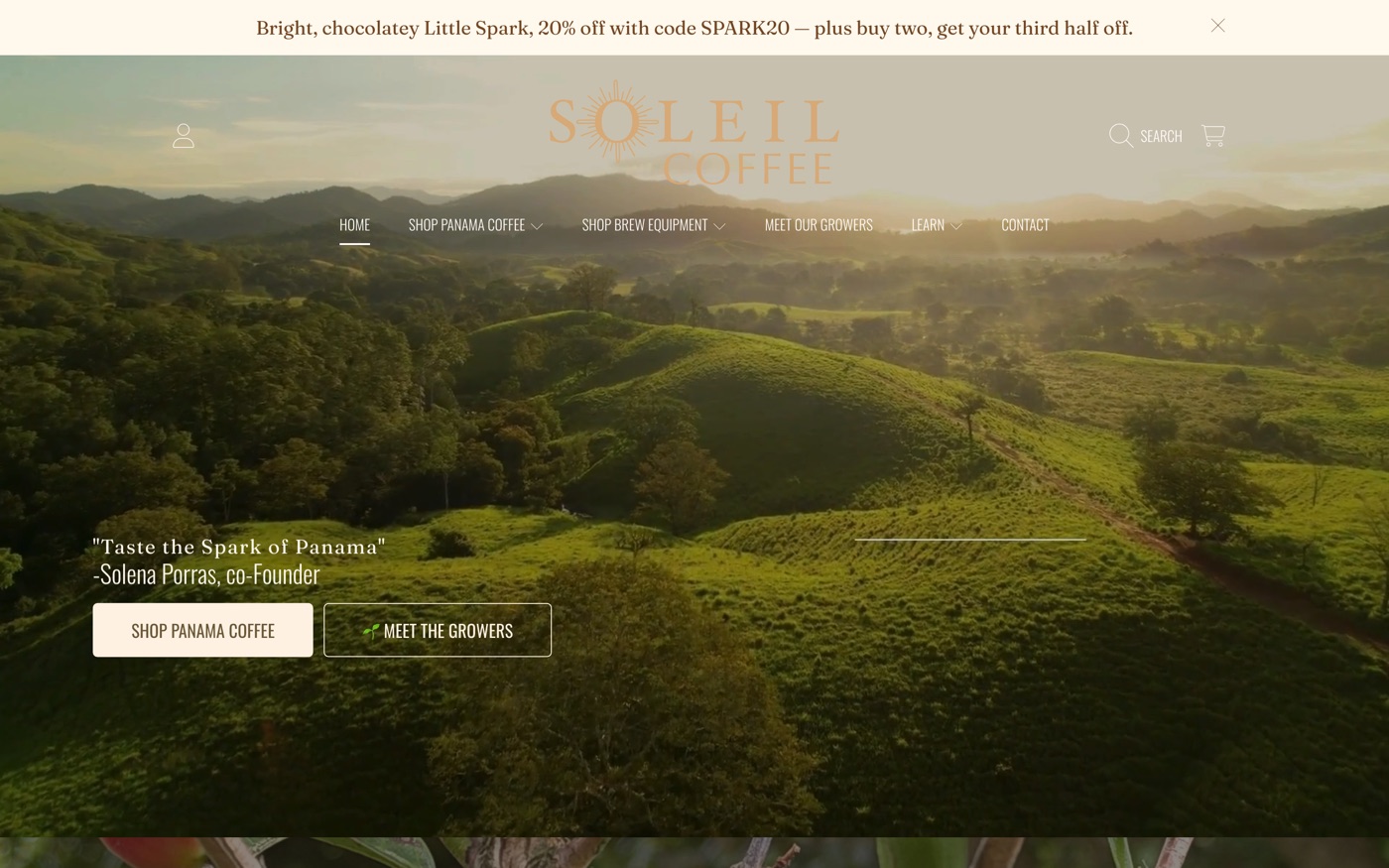 Soleil Coffee — a premium e-commerce site designed and built by Elite Web Design Co.